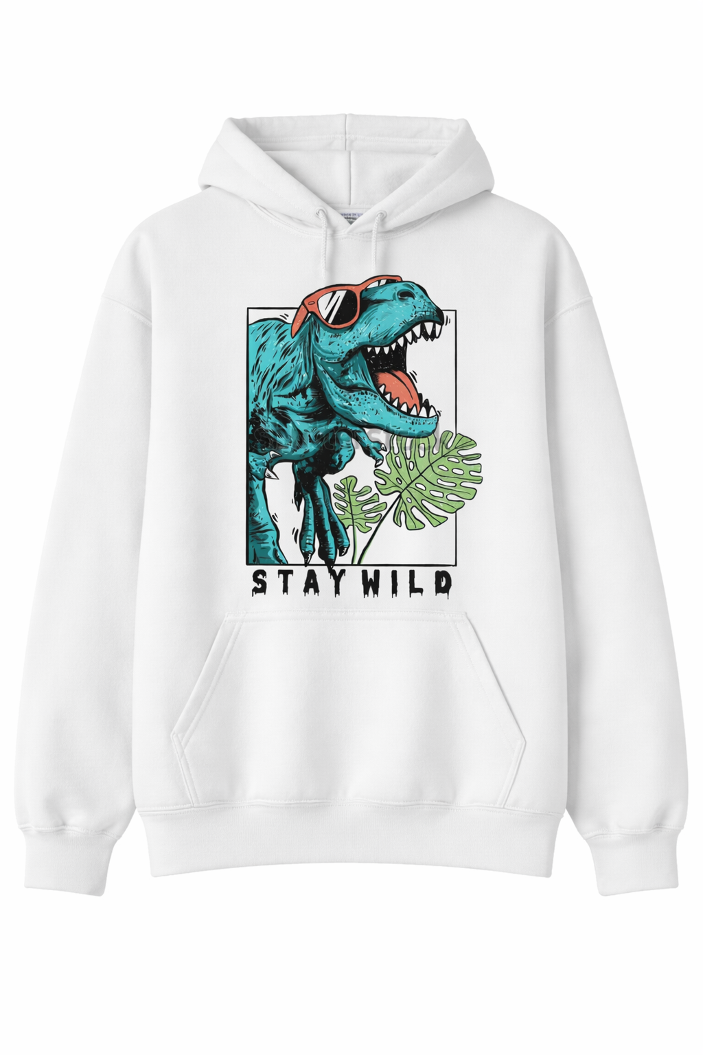 Stay Wild Dino Graphic White Hoodie