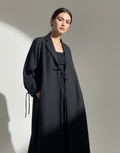 Noir Tie-Front Longline Coat